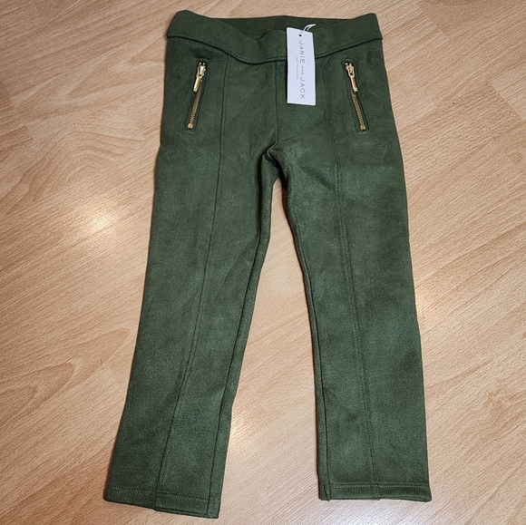 NWT Janie and Jack Faux Suede Green Pull On Pants Kids Size 3 - Picture 1 of 11